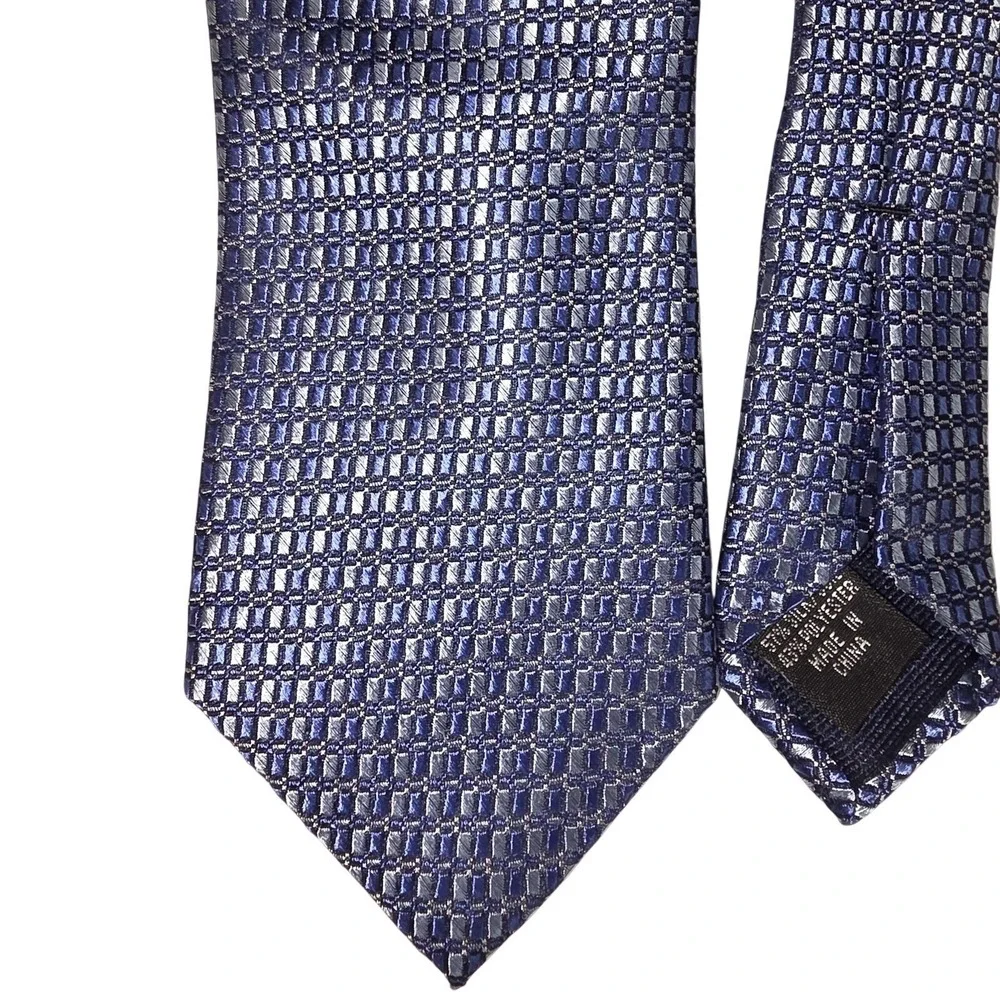 Michael Kors‎ Tie Mens Silk Necktie Classic Woven Geometric Pattern Blue Formal